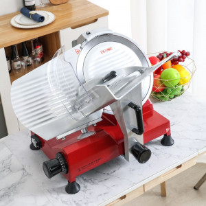 Professional Gravity Feed Red 300 mm Ham Slicer - Dynasteel