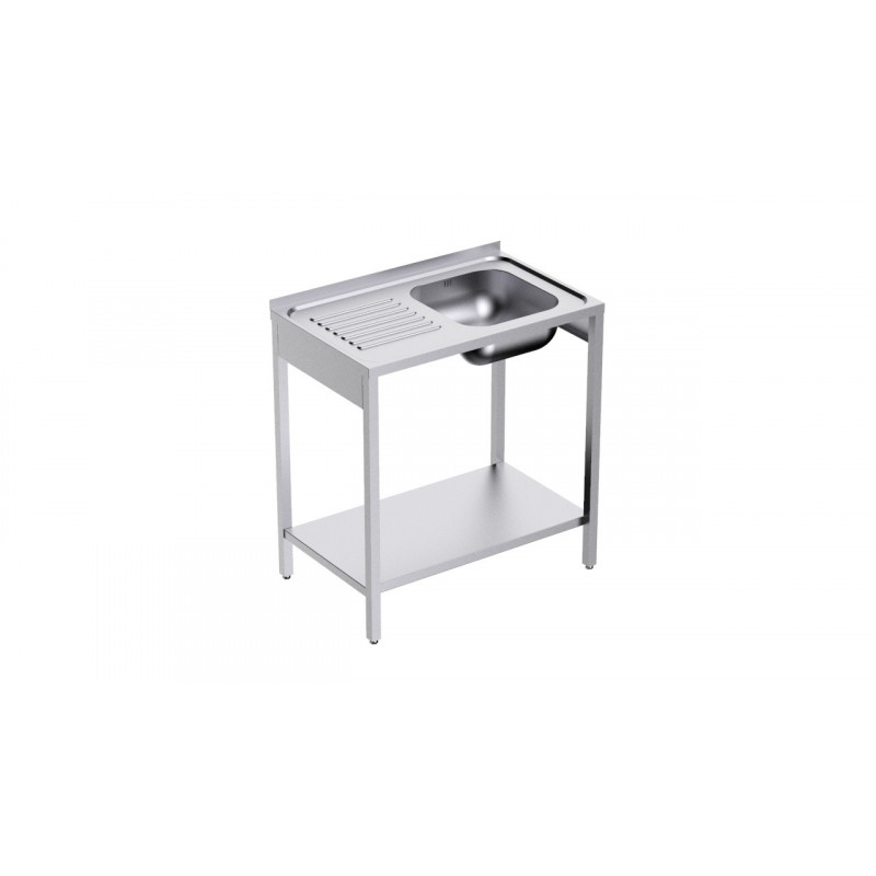 Plonge 1 Bac con Estante y Escurridor a la Izquierda - L 1000 x P 500 mm - Reacondicionada