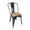 Silla de Acero Negro con Asiento de Madera - Juego de 4 - Bolero