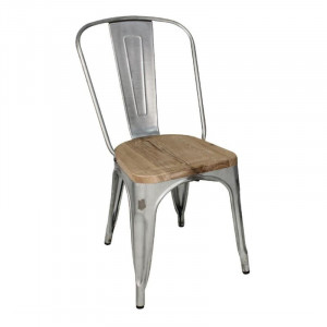 Sillas de Acero con Asiento de Madera - Lote de 4 - Bolero