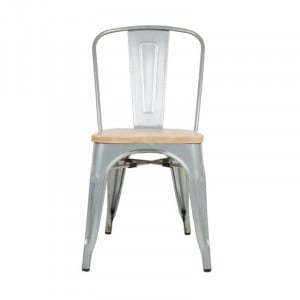 Sillas de Acero con Asiento de Madera - Lote de 4 - Bolero