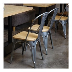 Sillas de Acero con Asiento de Madera - Lote de 4 - Bolero