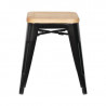 Taburetes Bistro Bajos de Acero Negro con Asiento de Madera - Lote de 4 - Bolero