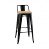 Taburetes Altos con Respaldo y Asiento de Madera – Negros - Lote de 4 - Bolero