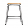 Low Galvanized Steel Stool with Wooden Seat Cantina - Set of 4 - Bolero