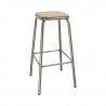 High Galvanized Steel Stool with Wooden Seat - Set of 4 - Bolero