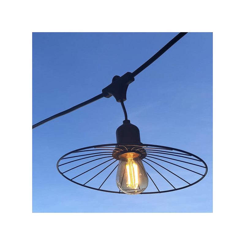 Guirnalda Lumínica Exterior con Pantalla de Acero y Bombilla de Filamento - Chic Cage Light - Lumisky Guirnalda Lumínica Exterior con Pantalla de Acero y Bombilla de Filamento - Chic Cage Light - Lumisky