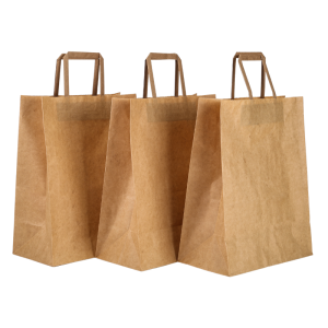 Bolsa de asas de papel Kraft 26 x 14 x 33 cm - Lote de 250 - Dynasteel