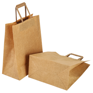 Bolsa de asas de papel Kraft 26 x 14 x 33 cm - Lote de 250 - Dynasteel