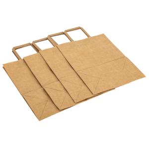 Bolsa de asas de papel Kraft 26 x 14 x 33 cm - Lote de 250 - Dynasteel