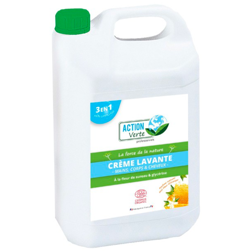 Gel Limpiador para Manos, Cuerpo y Cabello - Perfume de Flor de Azahar y Miel - 5 L - Acción Verde