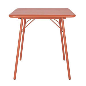 Square Steel Slatted Table - Terracotta - Bolero