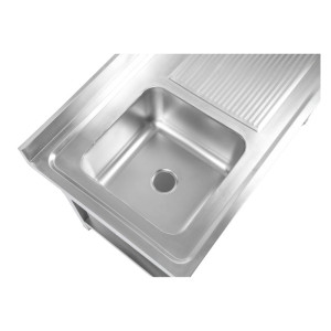 Sink 1 Basin with backsplash and shelf - L 1400 x D 700 mm | Dynasteel