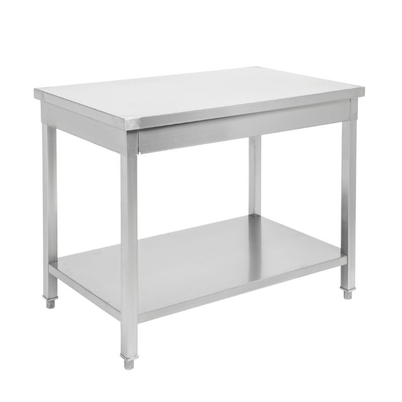 Mesa de Inox con Estante - Robusta y Práctica Mesa de Inox con Estante - Robusta y Práctica