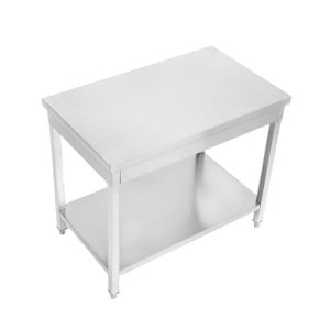 Mesa Inox 800x600 mm con Estante Inferior — Pro