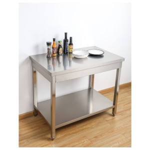 Stainless Steel Table with Shelf - D 600 mm - W 1400 mm - Dynasteel