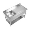 Sink 1 Bowl with Backsplash and Shelf - W 1400 x D 600 mm - Dynasteel