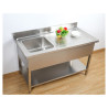 Fregadero 1 Cubeta con Respaldo y Estante - L 1000 x P 700 mm - Dynasteel