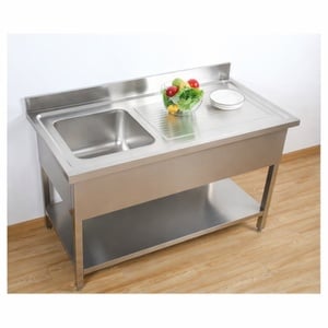 Fregadero 1 Cubeta con Respaldo y Estante - L 1200 x P 600 mm - Dynasteel