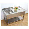 Sink 1 Bowl with Backsplash and Shelf - W 1200 x D 600 mm - Dynasteel