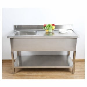 Fregadero 1 Cubeta con Respaldo y Estante - L 1200 x P 600 mm - Dynasteel