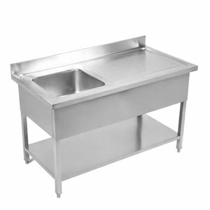 Fregadero 1 Cubeta con Respaldo y Estante - L 1200 x P 600 mm - Dynasteel