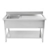 Plonge Inox 1 Cubeta 1200x600 mm, Escurridor Derecho, Respaldo