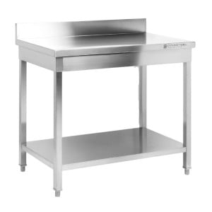 Mesa de Inox con Respaldo y Estante Dynasteel - Robusta y Práctica