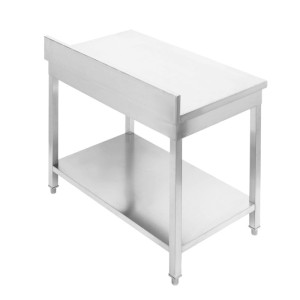 Mesa Inox 1000x600 mm Respaldo y Estante Inferior