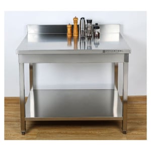 Mesa de Inox con Respaldo y Estante Dynasteel - Robusta y Práctica