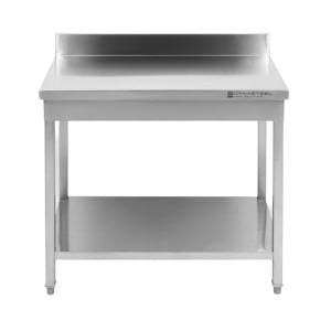 Mesa de Inox con Respaldo y Estante Dynasteel - Robusta y Práctica