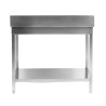 Mesa Inox 1000x600 mm Respaldo y Estante Inferior