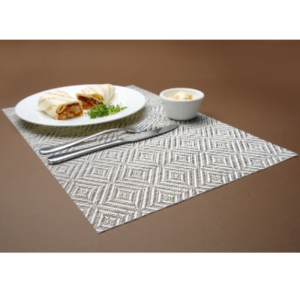 Set de Table Géométrique Argent en PVC - Lot de 6 (HENDI)Set de Table Géométrique Argent en PVC - L 450 mm x P 300 mm - Lot de
