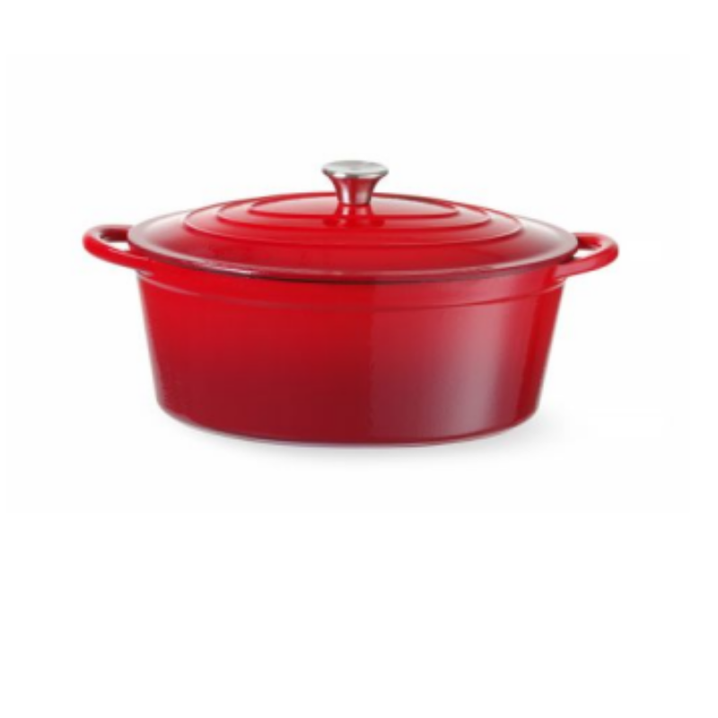 Cocotte de hierro fundido esmaltado rojo - 6,8 L HENDI: ¡una cocción perfecta y versátil!