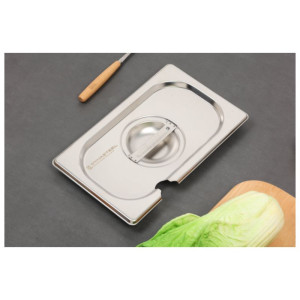 Tapa GN 1/4 Dynasteel de acero inoxidable para recipiente Gastronorm.