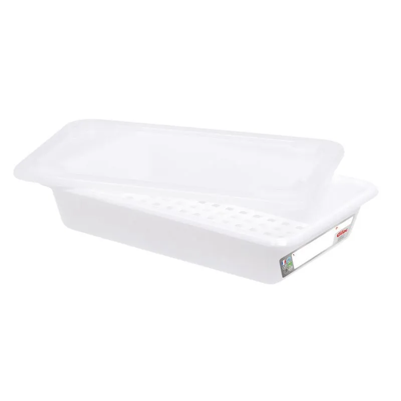 Cubeta Plana 3L HACCP Blanca + Tapa + Rejilla