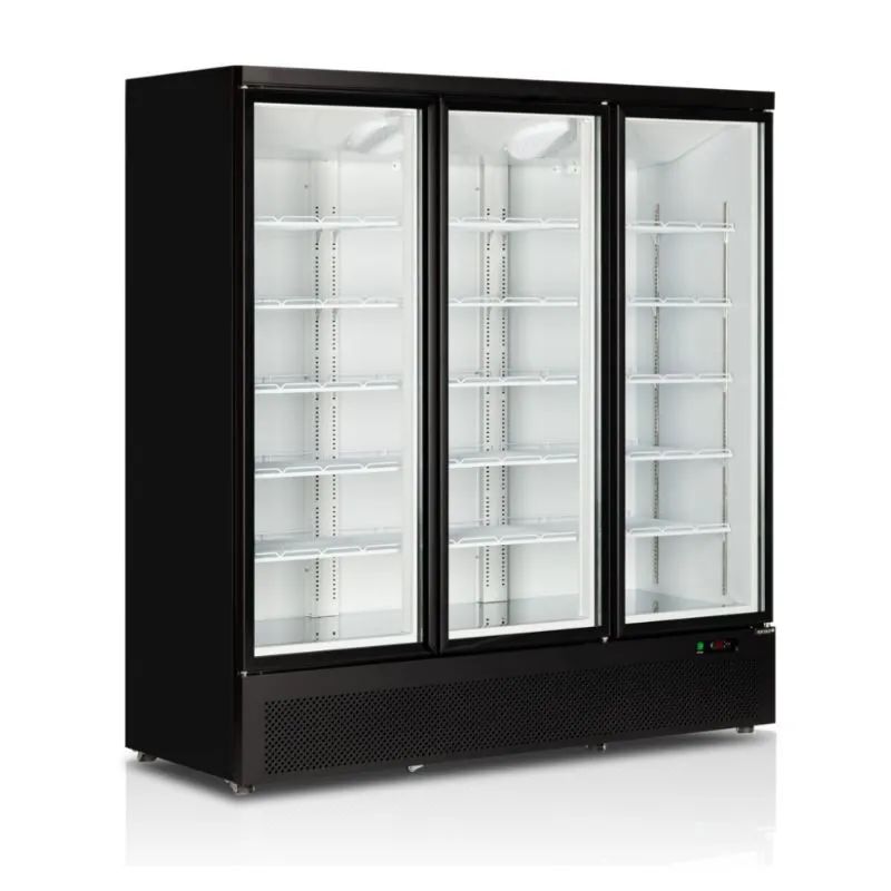 Vitrina Congelador Vertical Negro - 3 Puertas de Vidrio - 1090 L