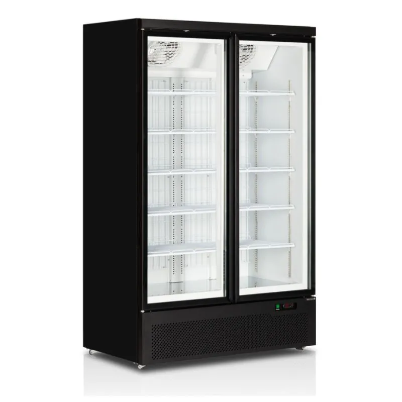 Vitrina Congelador Vertical Negro - 2 Puertas de Vidrio - 702 L