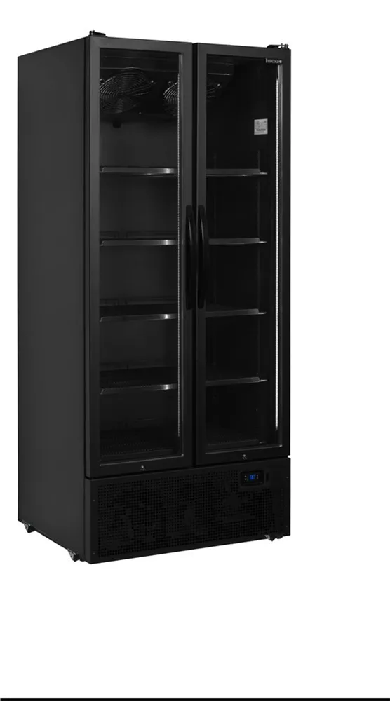 Armario Refrigerado Positivo Negro - 2 Puertas de Vidrio - 535 L