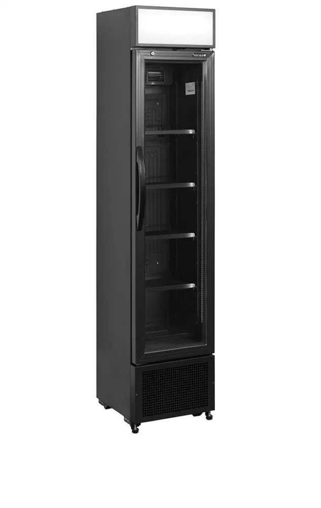 Armario Refrigerado para Bebidas 1 Puerta de Vidrio Negro - 114 L