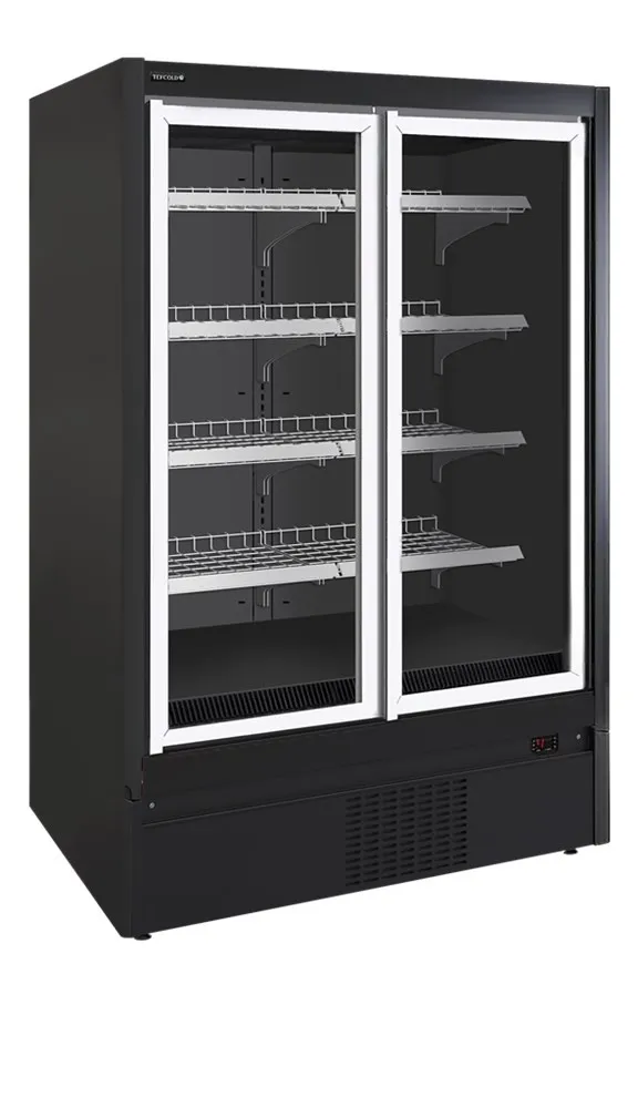 Vitrina Refrigerada de Supermercado Negativa Negra - 2 Puertas - 850 L