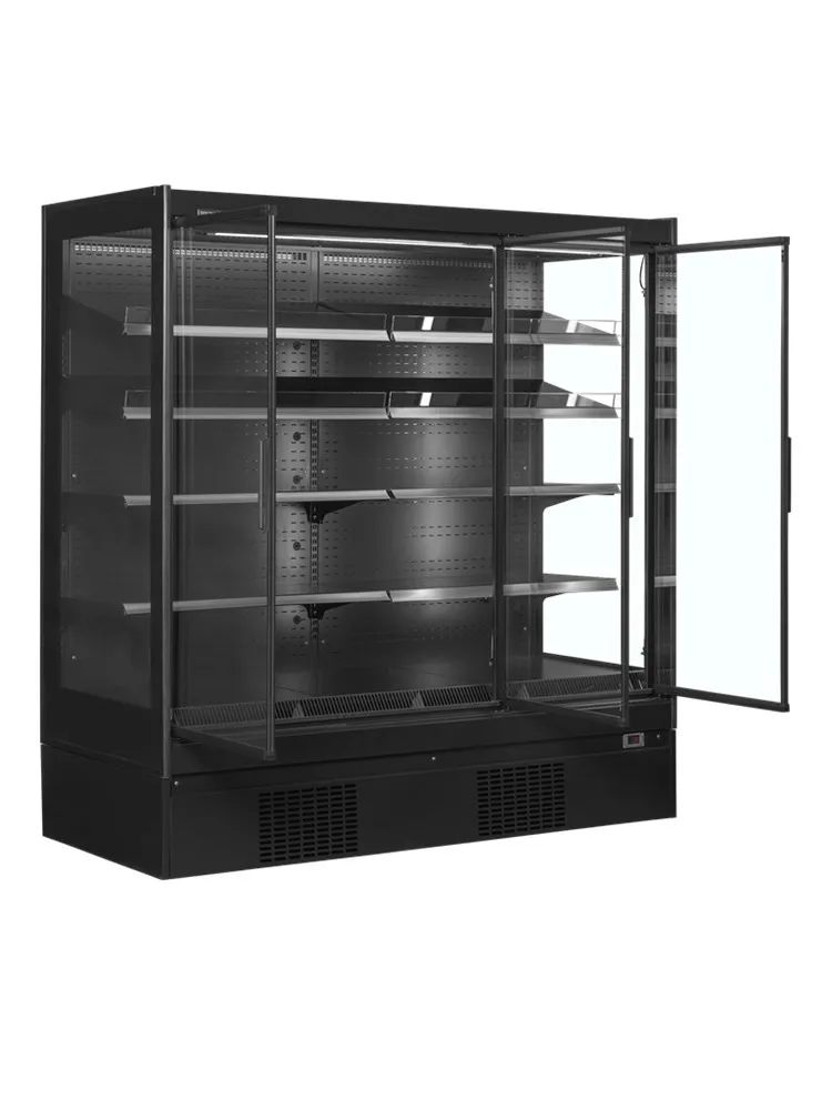 Vitrina Refrigerada de Supermercado Positiva Negra - 3 Puertas - 1160 L