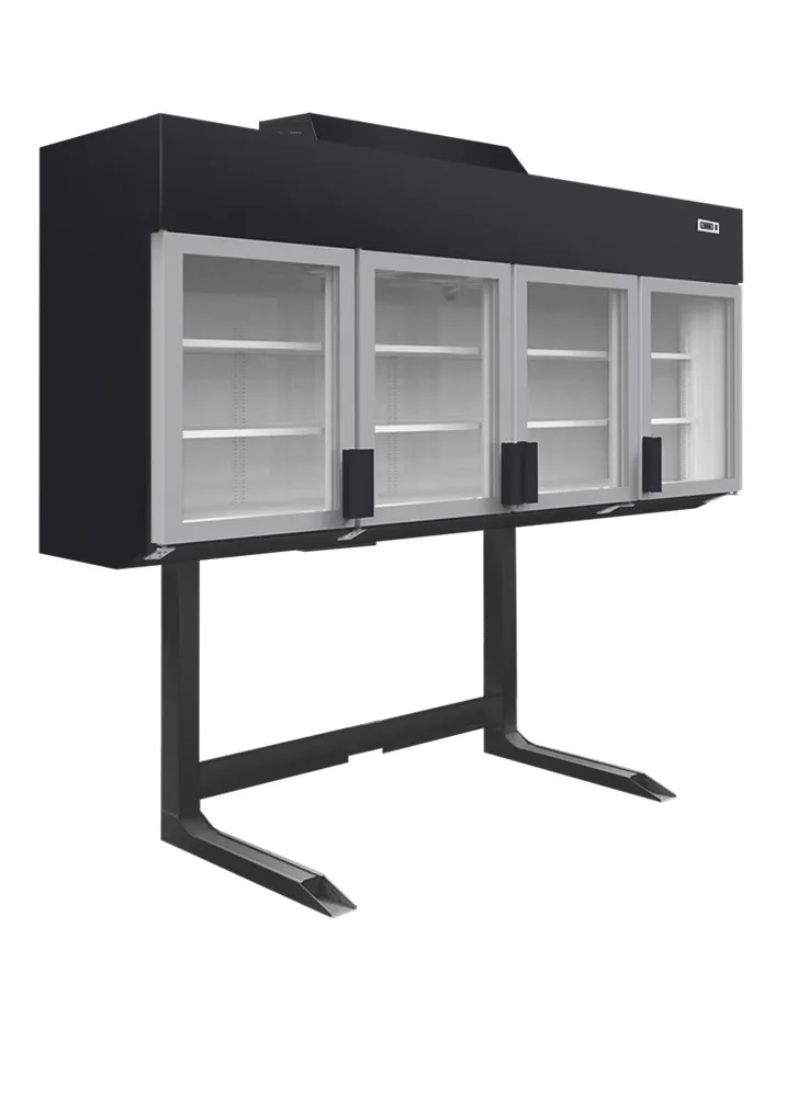 Congelador Armario Mural de Supermercado Negro - 4 Puertas - 650 L