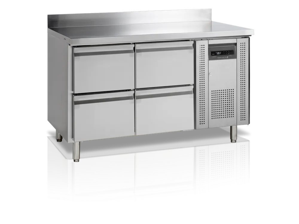 Mesa Refrigerada Positiva con Respaldo en Acero Inoxidable - 4 Cajones GN 1/1