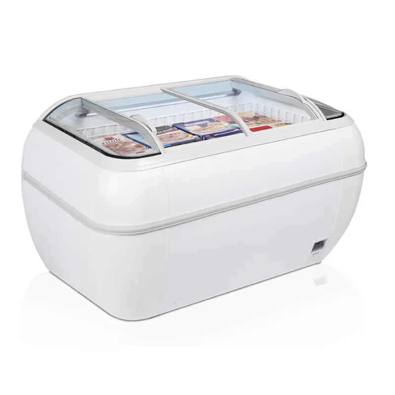 Congelador 2 Tapas Vidrio Curvado Blanco 334 L