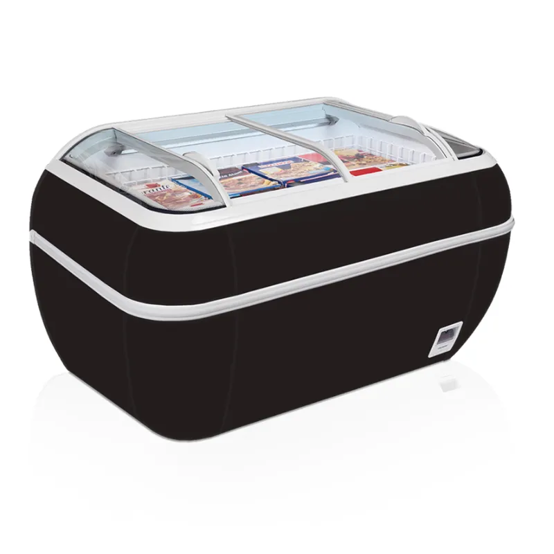 Refrigerador Congelador 2 Tapas Vidrio Curvado Negro 334 L