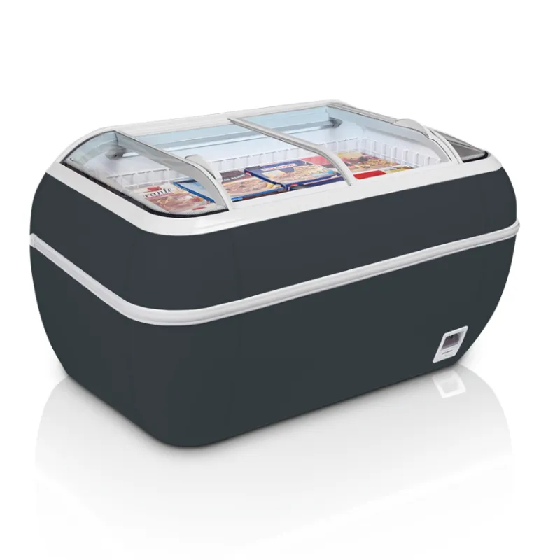 Congelador 2 Tapas Vidrio Curvado Gris 334 L