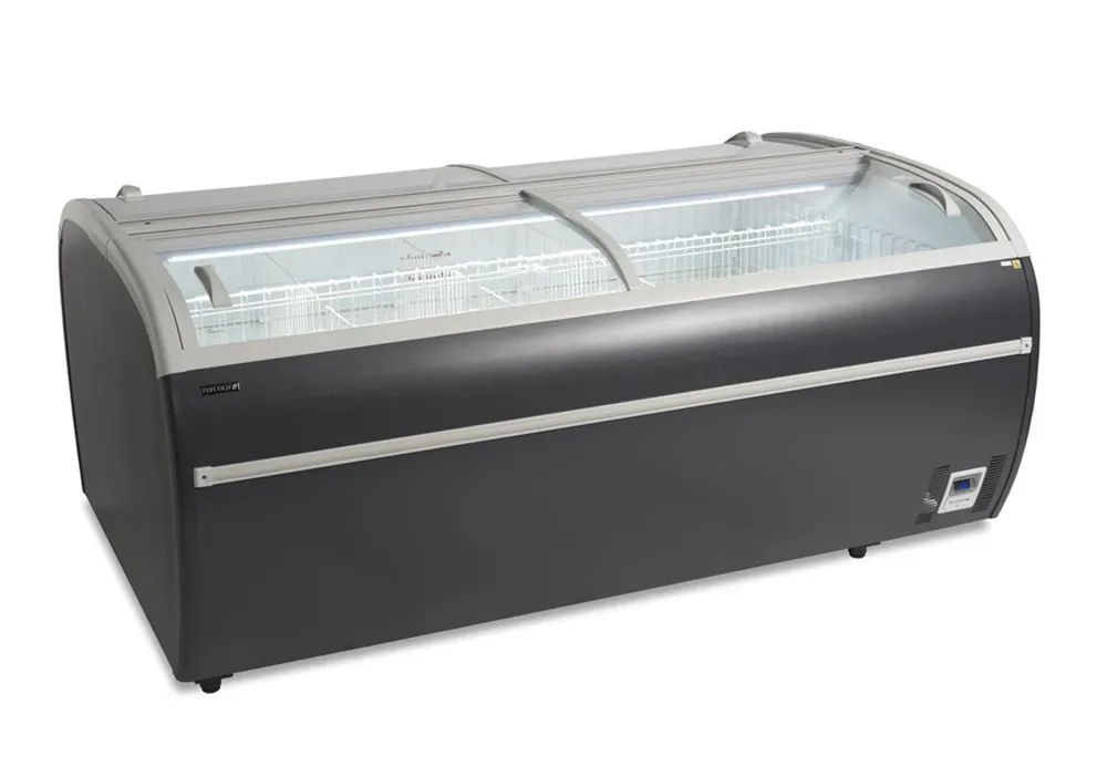 Refrigerador Congelador 2 Tapas Vidrio Curvado Gris 1255 L