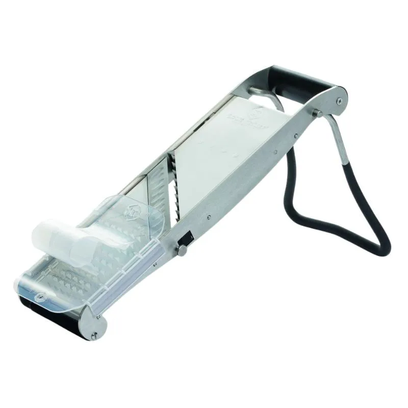 Mandolina Profesional de Acero Inoxidable con empujador y pie ergonómico - 2 peines entresacadores