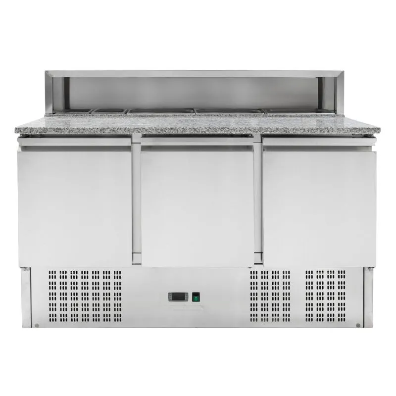 Mueble para Pizza Refrigerado - 3 Puertas - 8 Cubetas GN 1/6
